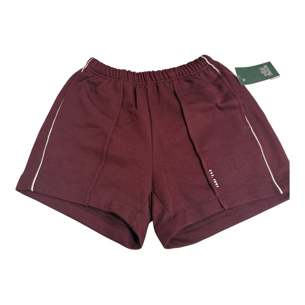 Wild Fable Women's High-Rise French Terry Dolphin Shorts in Burgundy